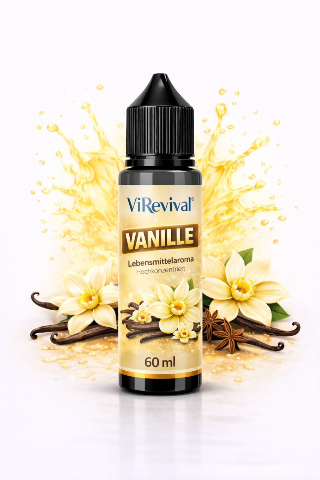 ViRevival Bourbon Vanille Aroma – Hochkonzentriertes Lebensmittelaroma zum Backen, Desserts & Getränke – 10ml