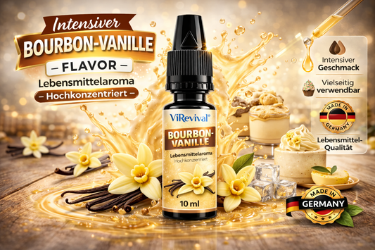 ViRevival Bourbon Vanille Aroma – Hochkonzentriertes Lebensmittelaroma zum Backen, Desserts & Getränke – 10ml