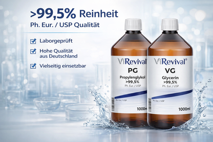 ViRevival Propylenglykol & Glycerin Set – PG VG Bundle 2x 1000ml – >99,5% Ph. Eur. / USP