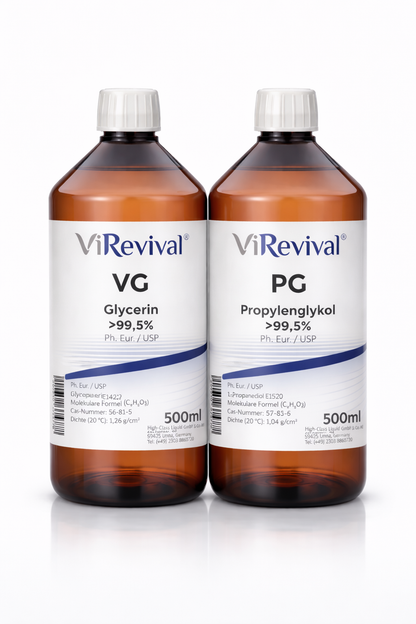 ViRevival Propylenglykol & Glycerin Set – PG VG Bundle 2x 500ml – >99,5% Ph. Eur. / USP