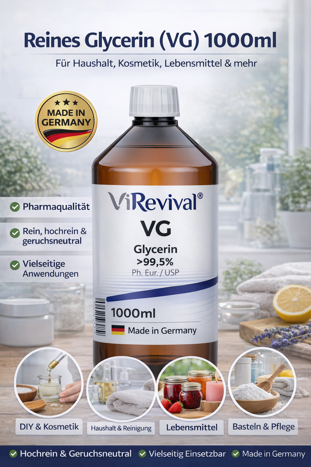 ViRevival Glycerin 1000ml – >99,5% Ph. Eur. / USP