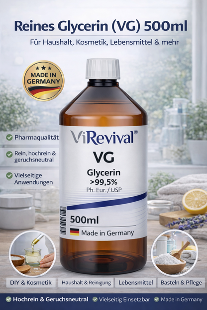 ViRevival Glycerin 500ml – >99,5% Ph. Eur. / USP