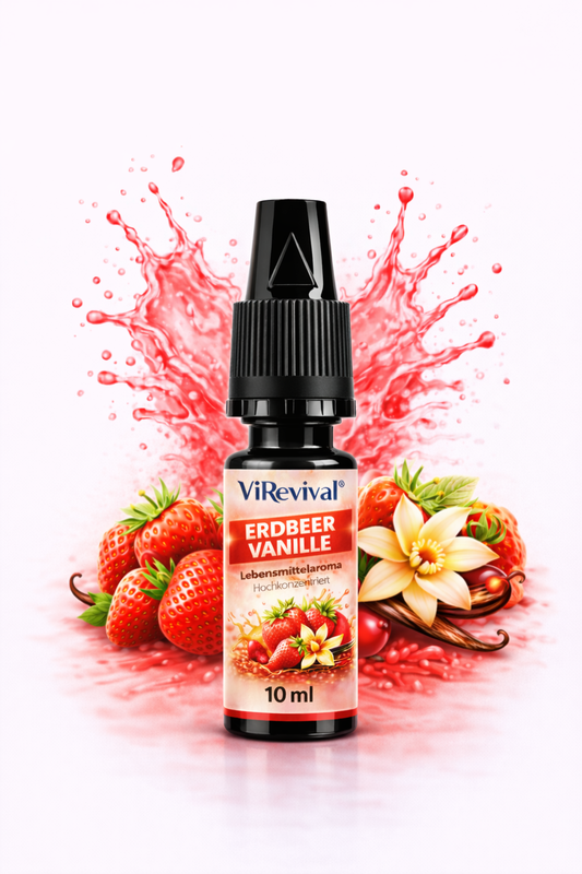 ViRevival Erdbeer Vanille Aroma – Hochkonzentriertes Lebensmittelaroma zum Backen, Desserts & Getränke – 10ml