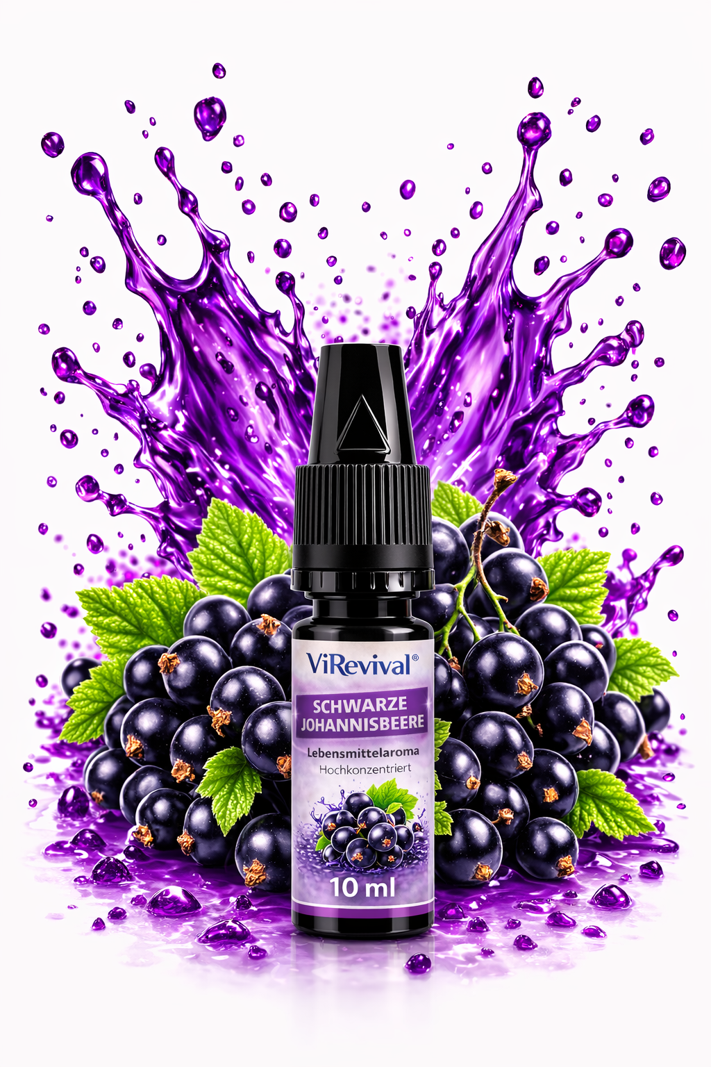 ViRevival Schwarze Johannisbeere Aroma – Hochkonzentriertes Lebensmittelaroma zum Backen, Desserts & Getränke – 10ml