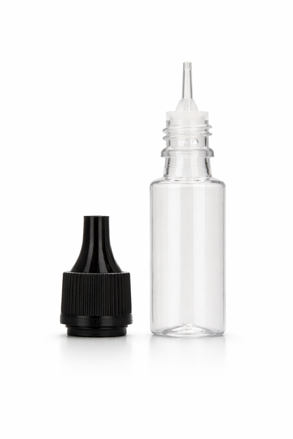 PET E-Liquid Flasche 10 ml Schwarz transparent mit Tropfverschluss CRC 14 mm