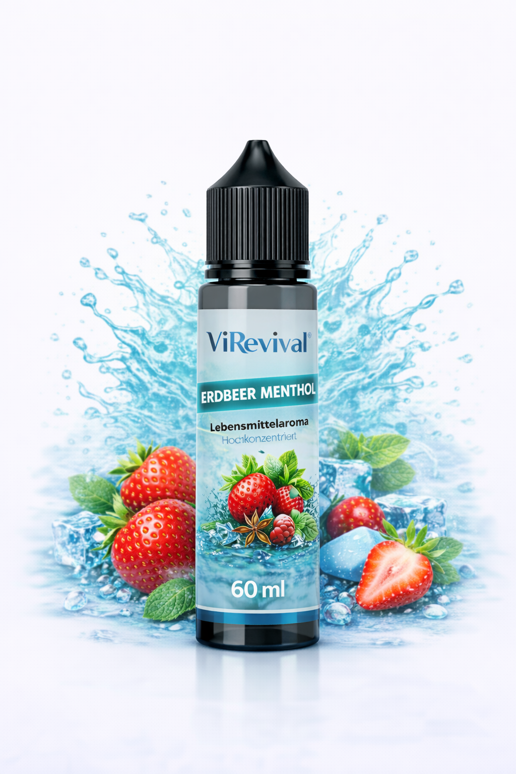 ViRevival Erdbeer Menthol Aroma – Hochkonzentriertes Lebensmittelaroma zum Backen, Desserts & Getränke – 10ml