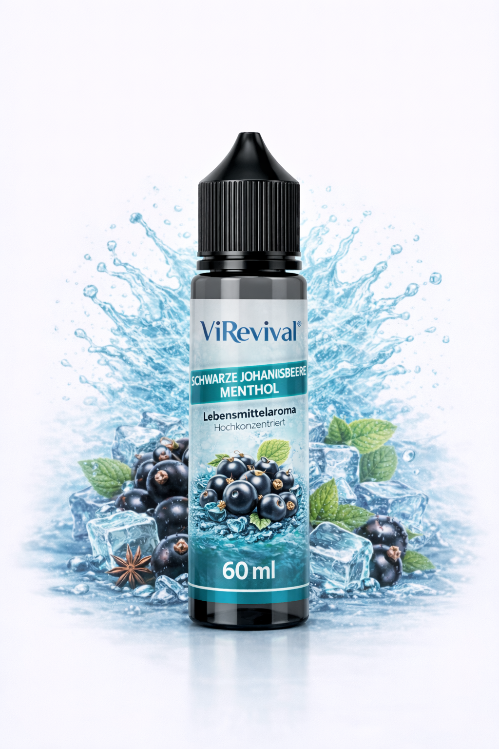 ViRevival Schwarze Johannisbeere Menthol Aroma – Hochkonzentriertes Lebensmittelaroma zum Backen, Desserts & Getränke – 10ml