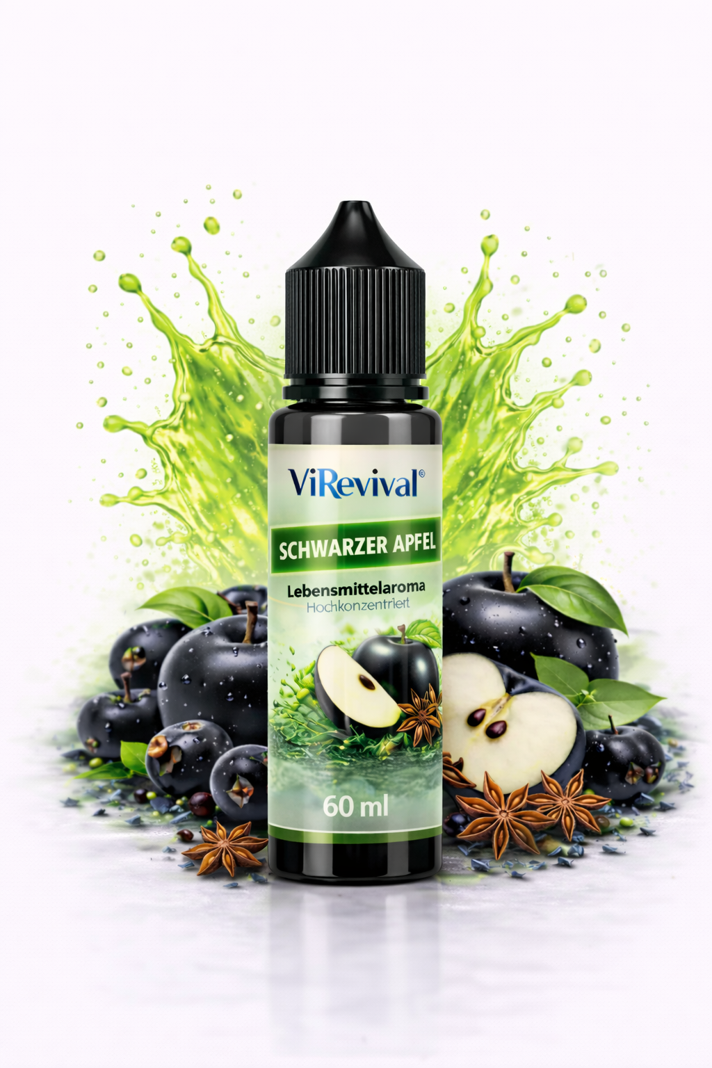 ViRevival Schwarzer Apfel Aroma – Hochkonzentriertes Lebensmittelaroma zum Backen, Desserts & Getränke – 10ml