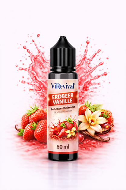 ViRevival Erdbeer Vanille Aroma – Hochkonzentriertes Lebensmittelaroma zum Backen, Desserts & Getränke – 10ml