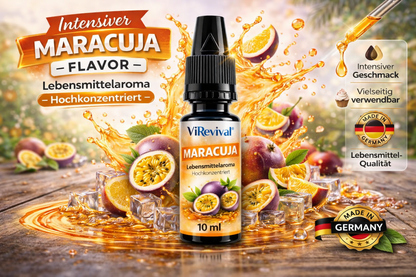 ViRevival Maracuja Aroma – Hochkonzentriertes Lebensmittelaroma zum Backen, Desserts & Getränke – 10ml