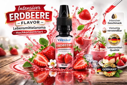ViRevival Erdbeere Aroma – Hochkonzentriertes Lebensmittelaroma zum Backen, Desserts & Getränke – 10ml