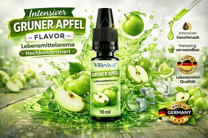ViRevival Grüner Apfel Aroma – Hochkonzentriertes Lebensmittelaroma zum Backen, Desserts & Getränke – 10ml