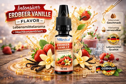 ViRevival Erdbeer Vanille Aroma – Hochkonzentriertes Lebensmittelaroma zum Backen, Desserts & Getränke – 10ml