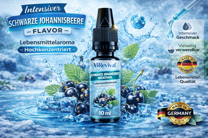 ViRevival Schwarze Johannisbeere Menthol Aroma – Hochkonzentriertes Lebensmittelaroma zum Backen, Desserts & Getränke – 10ml