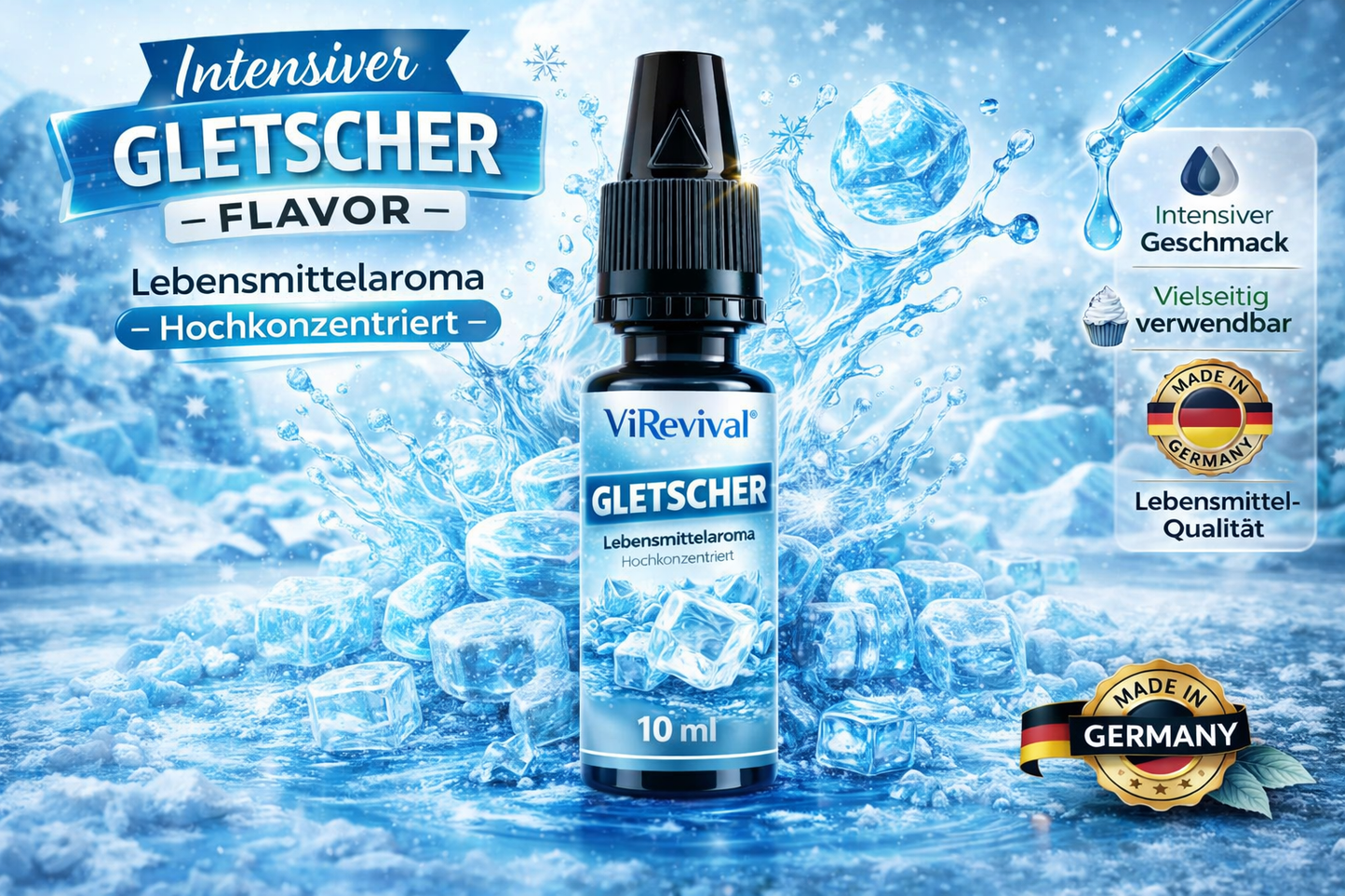 ViRevival Gletscher Aroma – Hochkonzentriertes Lebensmittelaroma zum Backen, Desserts & Getränke – 10ml