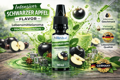 ViRevival Schwarzer Apfel Aroma – Hochkonzentriertes Lebensmittelaroma zum Backen, Desserts & Getränke – 10ml