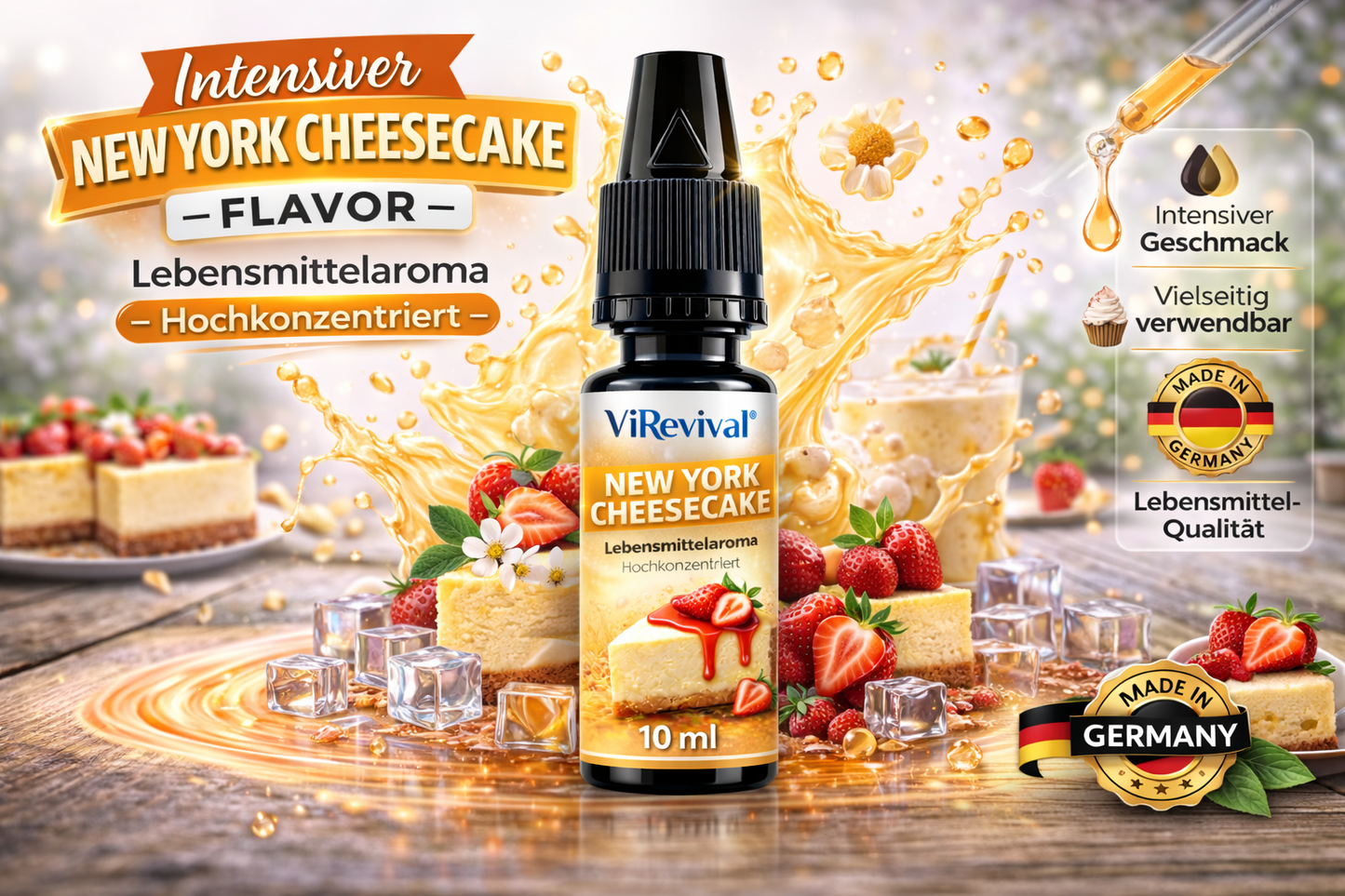 ViRevival New York Cheesecake Aroma – Hochkonzentriertes Lebensmittelaroma zum Backen, Desserts & Getränke – 10ml