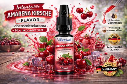 ViRevival Amarena Kirsche Aroma – Hochkonzentriertes Lebensmittelaroma zum Backen, Desserts & Getränke – 10ml