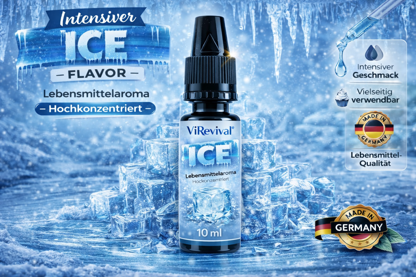 ViRevival Ice Aroma – Hochkonzentriertes Lebensmittelaroma zum Backen, Desserts & Getränke – 10ml