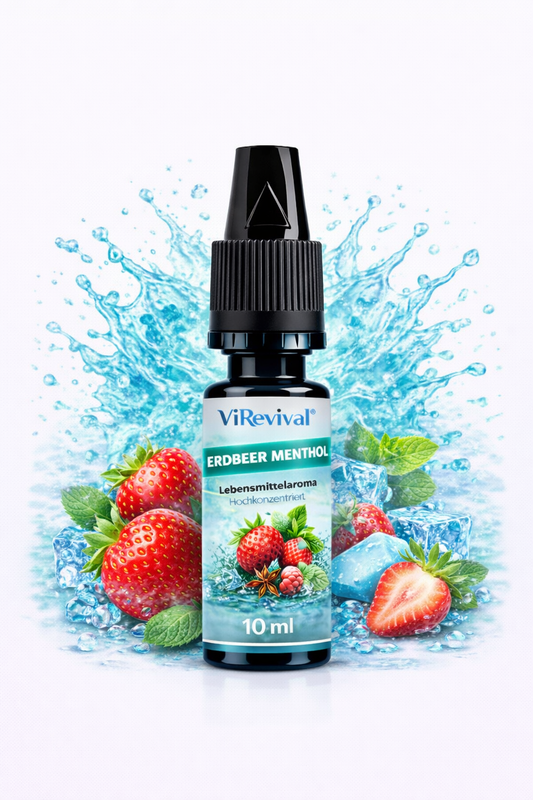 ViRevival Erdbeer Menthol Aroma – Hochkonzentriertes Lebensmittelaroma zum Backen, Desserts & Getränke – 10ml