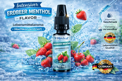 ViRevival Erdbeer Menthol Aroma – Hochkonzentriertes Lebensmittelaroma zum Backen, Desserts & Getränke – 10ml