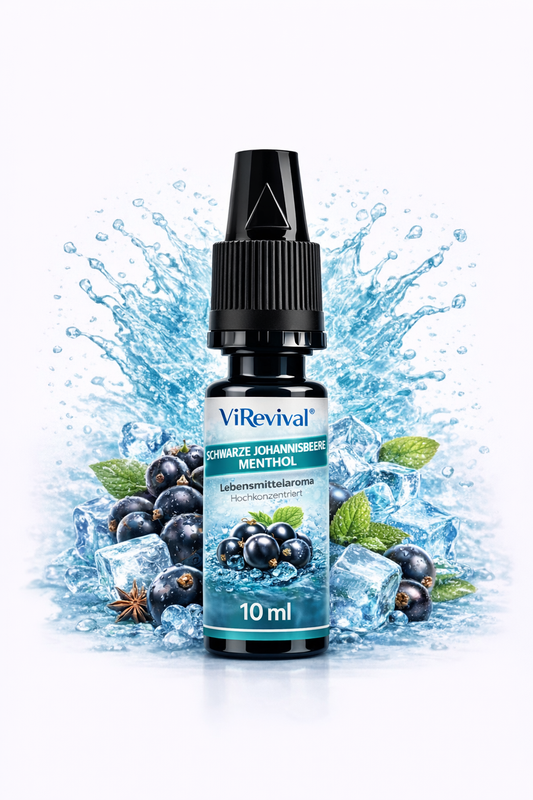 ViRevival Schwarze Johannisbeere Menthol Aroma – Hochkonzentriertes Lebensmittelaroma zum Backen, Desserts & Getränke – 10ml